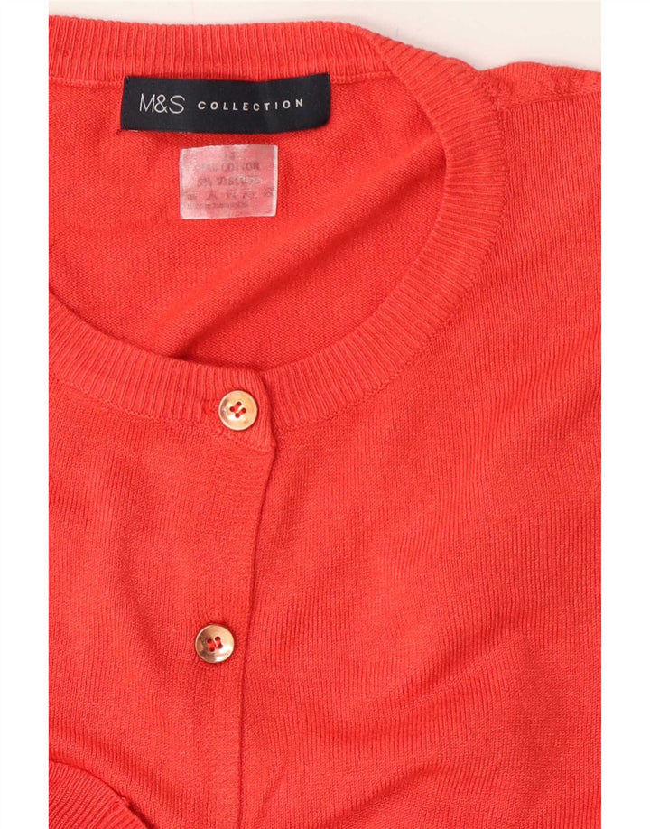 Marks & Spencer Damski sweter rozpinany o regularnym kroju, UK 12, średni czerwony, bawełniany