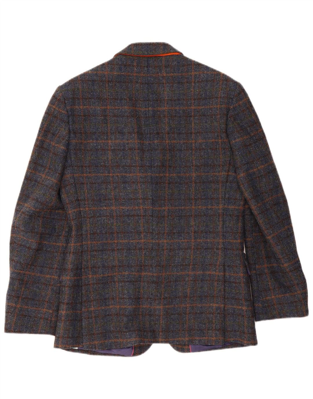 VINTAGE Męska marynarka zapinana na 2 guziki UK 38 Średni granatowy wełniany kratkę