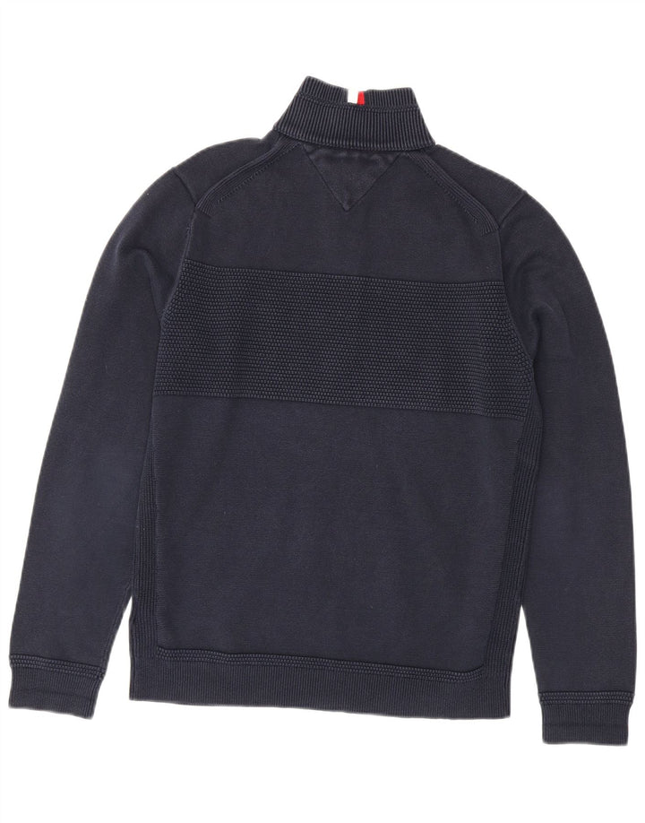 Męski sweter zapinany na zamek Tommy Hilfiger, średni granatowy, bawełniany