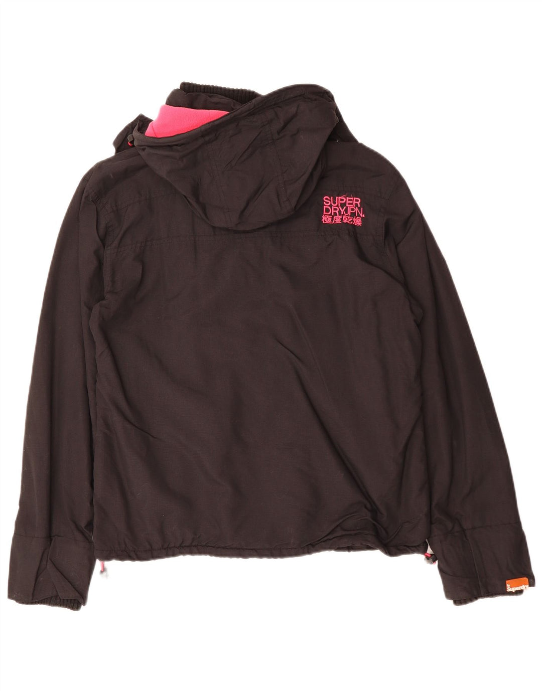 SUPERDRY Damska wiatrówka z kapturem i kapturem UK 18 XL, czarny nylon