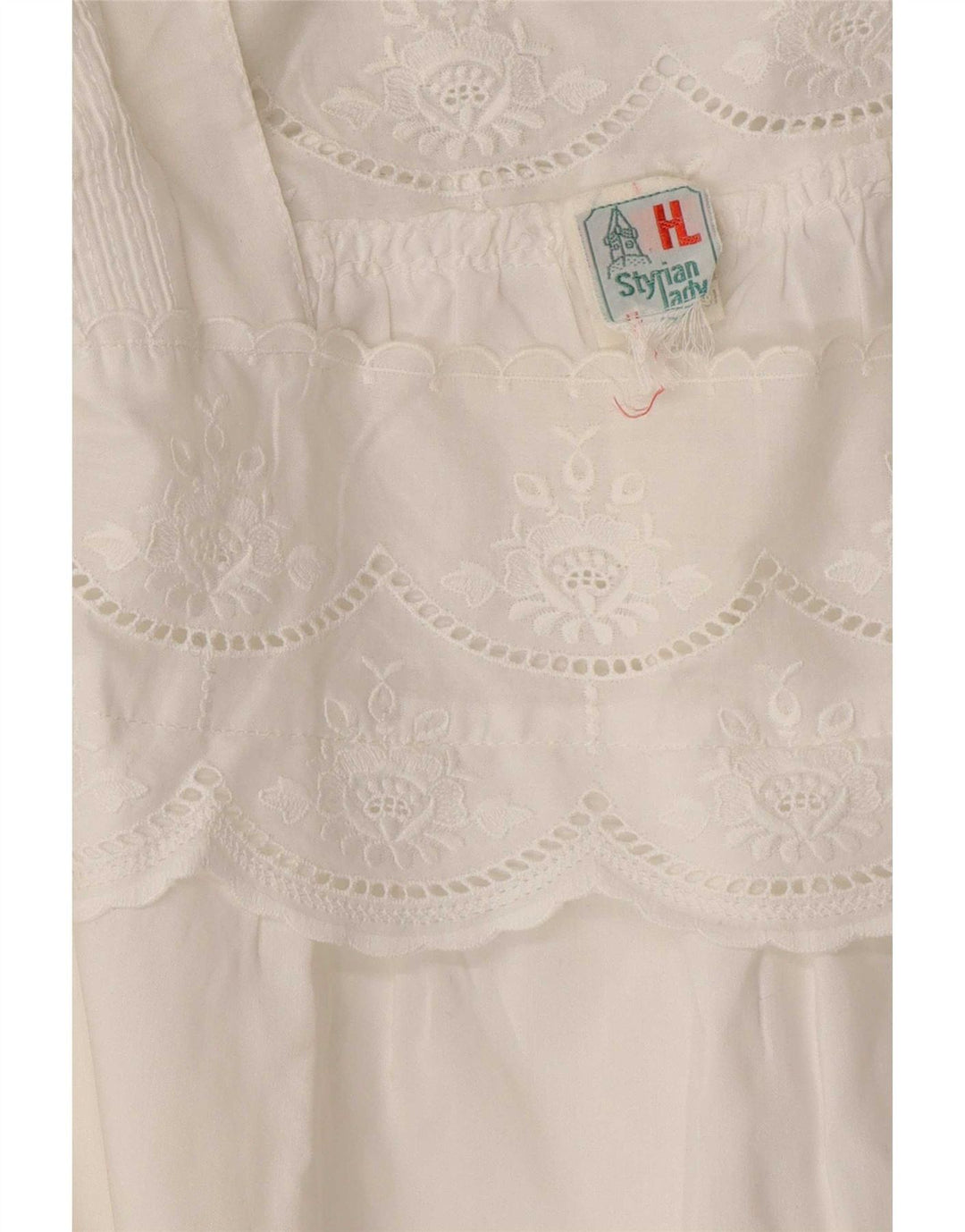 Bluzka damska Vintage Top UK 16, duża, biała, w kwiaty
