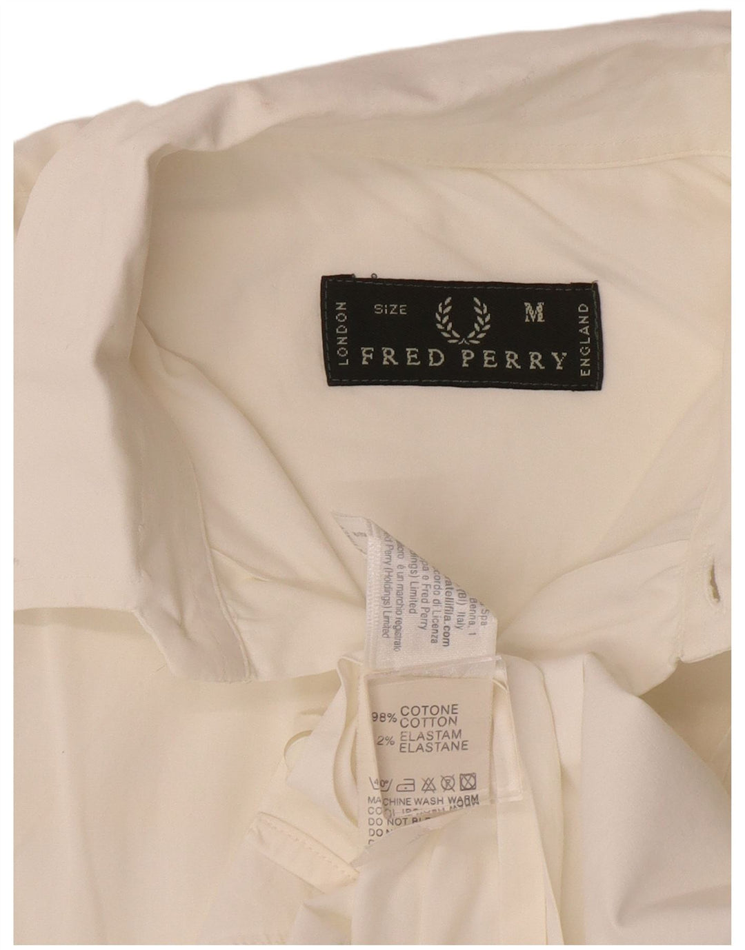 Fred Perry Mens Shirt Medium White Cotton