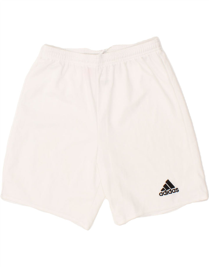 ADIDAS Boys Climalite Sport Shorts 13-14 Years White Polyester Vintage Adidas and Second-Hand Adidas from Messina Hembry 