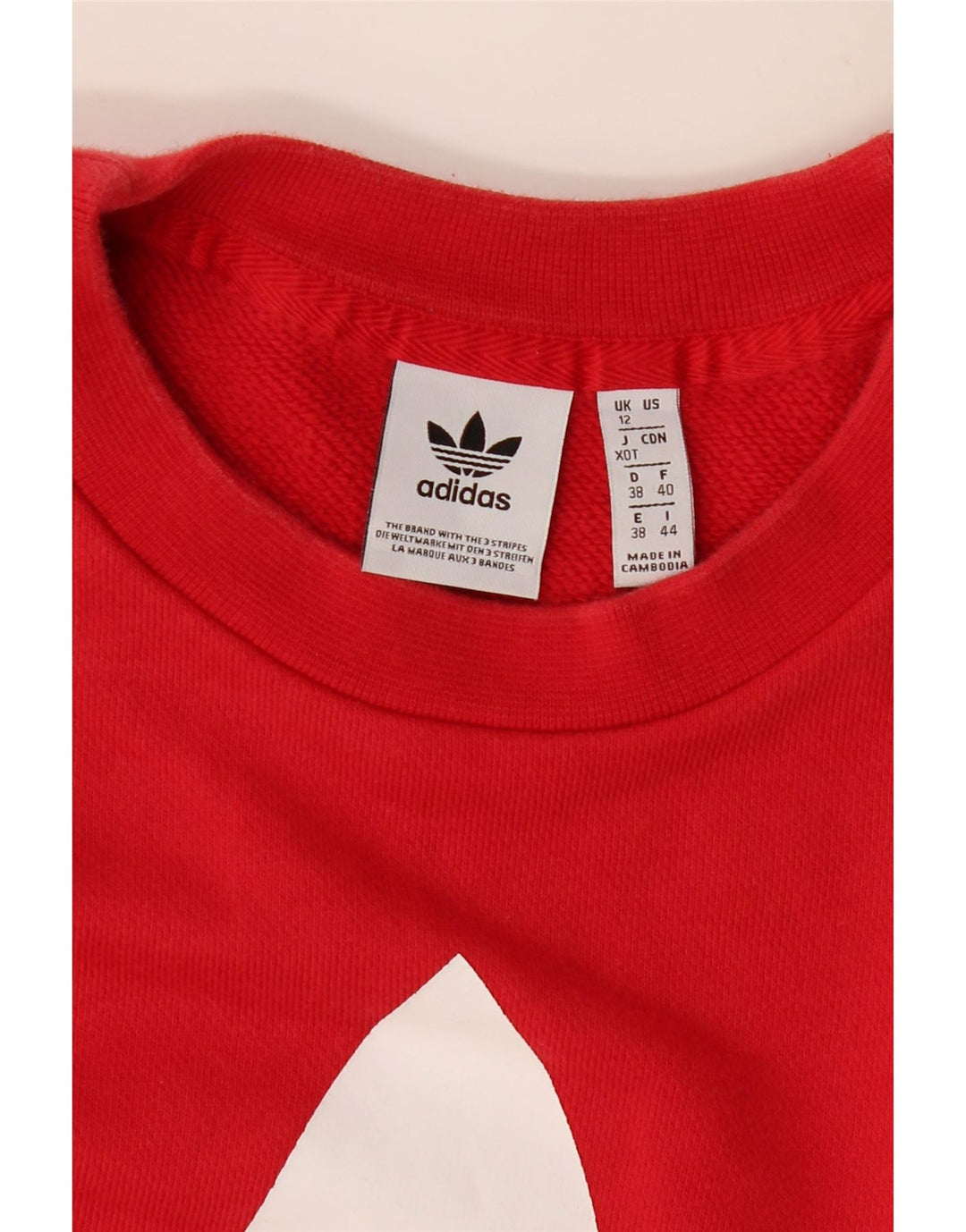 Damska bluza ADIDAS z grafiką, UK 12, średnia czerwona bawełna
