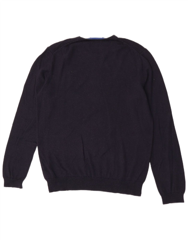 Męski sweter Calvin Klein z okrągłym dekoltem, duży, granatowy, wełniany