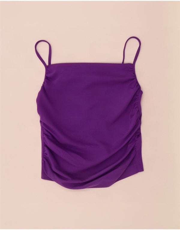 Damski top na ramiączkach Zara UK 14, duży, fioletowy, bawełniany