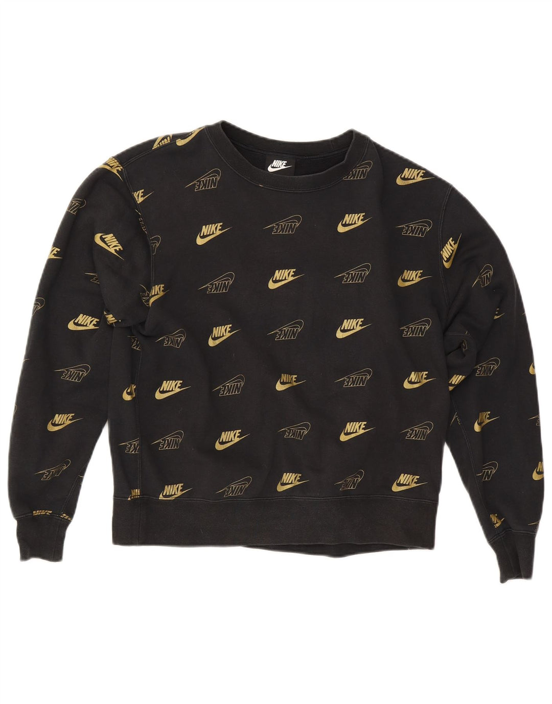 Damska bluza dresowa Nike z grafiką oversize, UK 10, mała, czarna, bawełniana
