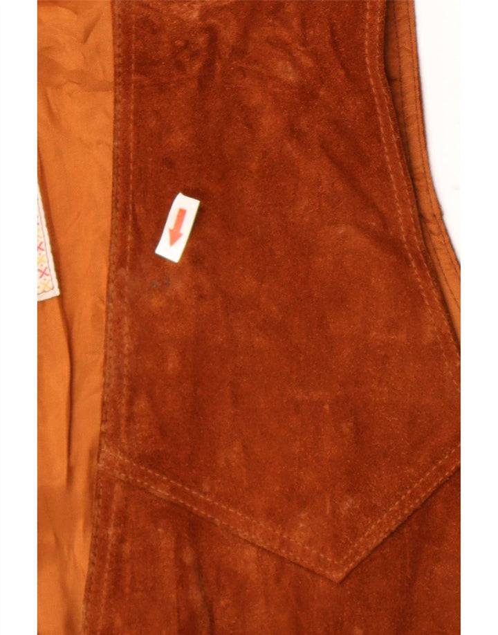 Zamszowa kamizelka męska XL w stylu vintage, brązowa