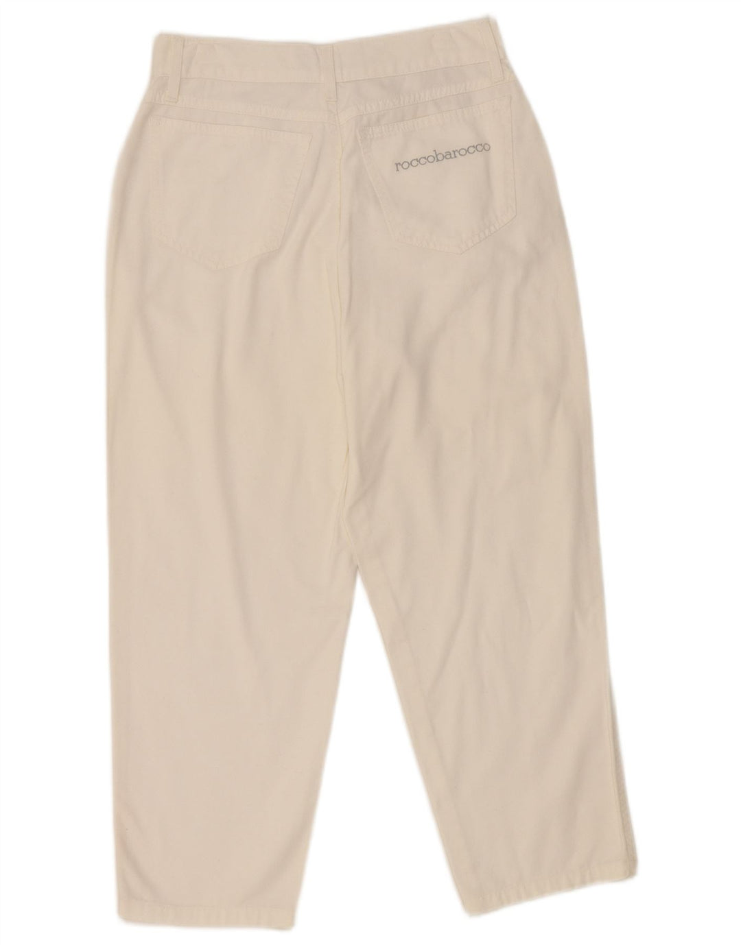 Damskie spodnie Capri z wysokim stanem Roccobarocco IT 44 Medium W26 L22 Białe