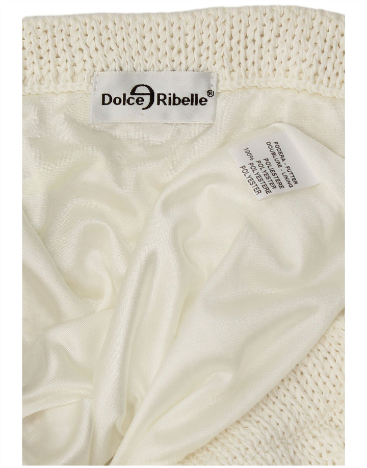 VINTAGE Damska dzianinowa asymetryczna spódnica W34 Duży biały poliester