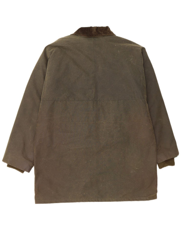 Vintage damska kurtka z woskowanej bawełny UK 14, duża Khaki