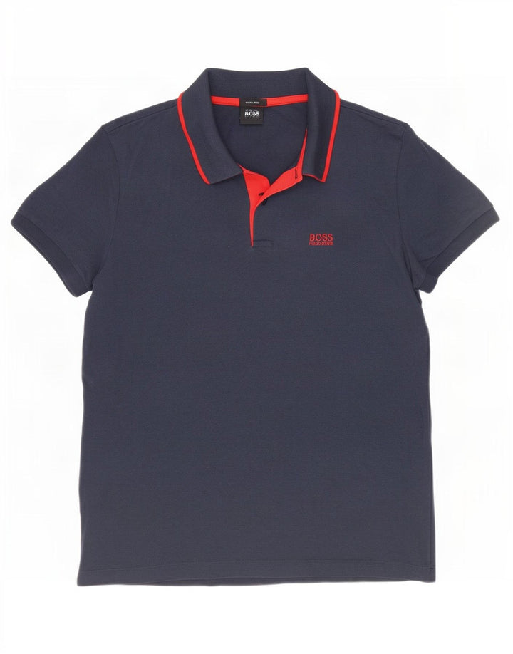 Męska koszulka polo Hugo Boss, mała, granatowa, bawełniana