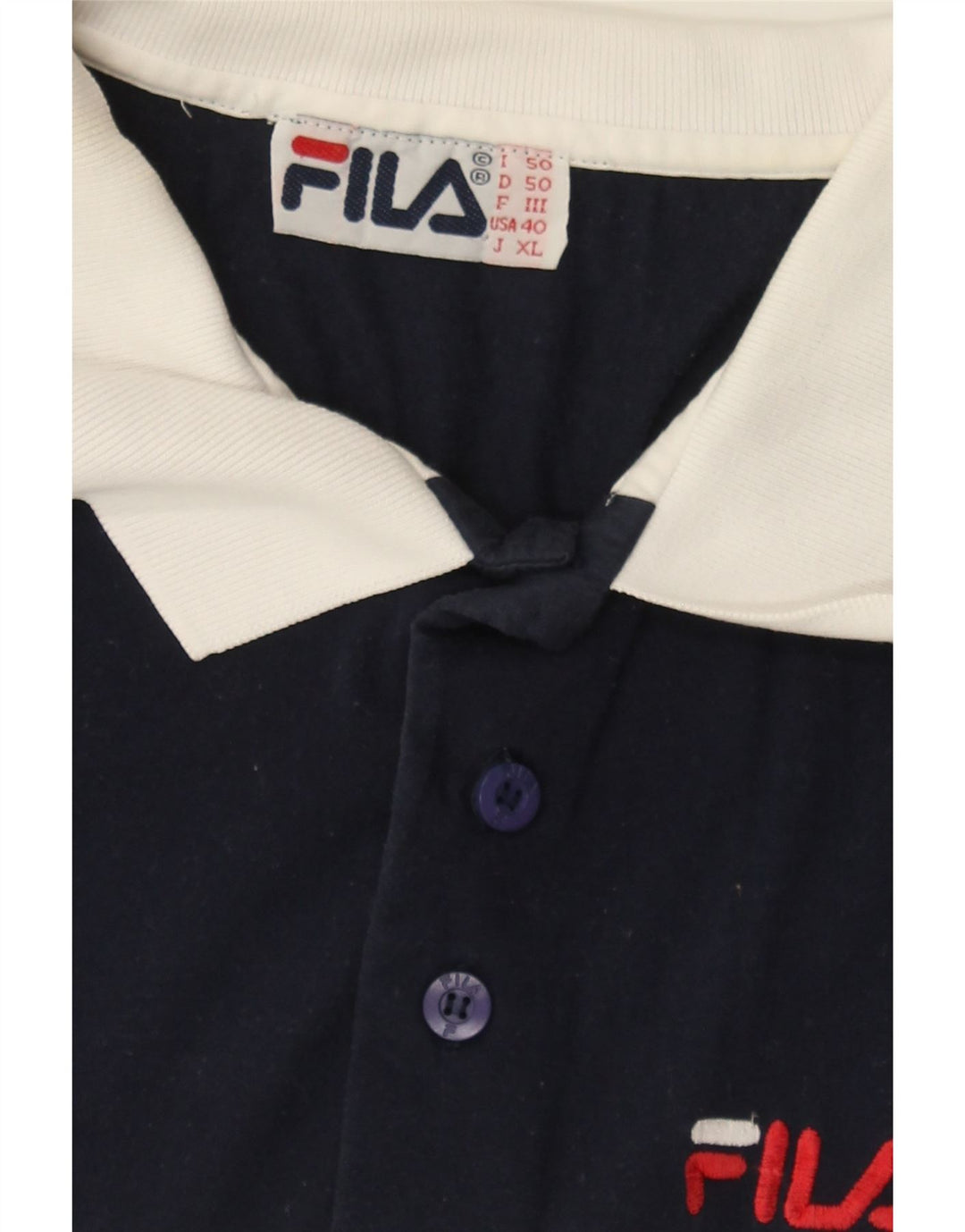 FILA Mens Polo Shirt IT 50 Medium White Colourblock Cotton Vintage Fila and Second-Hand Fila from Messina Hembry 