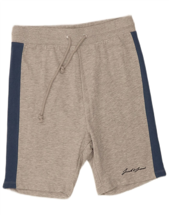 Męskie spodenki sportowe Jack & Jones, małe, szare, bawełniane z blokami kolorów
