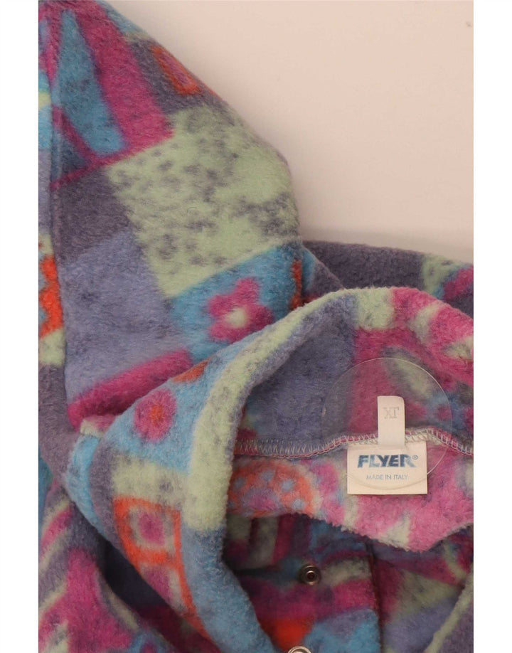 Męski sweter polarowy w stylu vintage, zapinany na guziki, XL, wielobarwny, geometryczny poliester