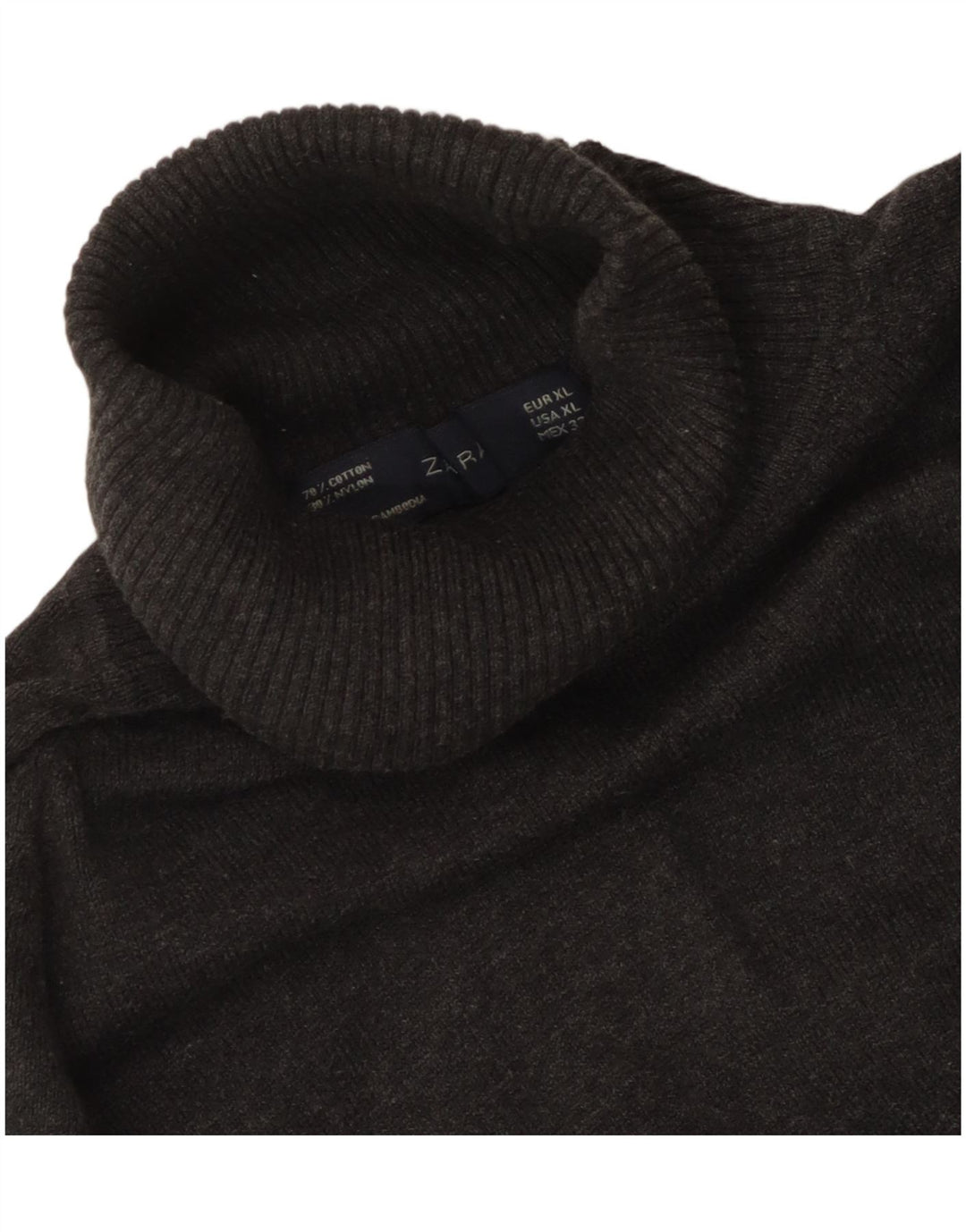 Damski sweter ZARA z wywijanym dekoltem UK 18 XL, szara bawełna