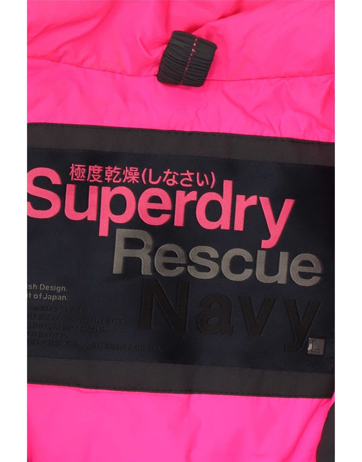 Damska kurtka parka z kapturem Superdry UK 16, duża, czarna nylonowa