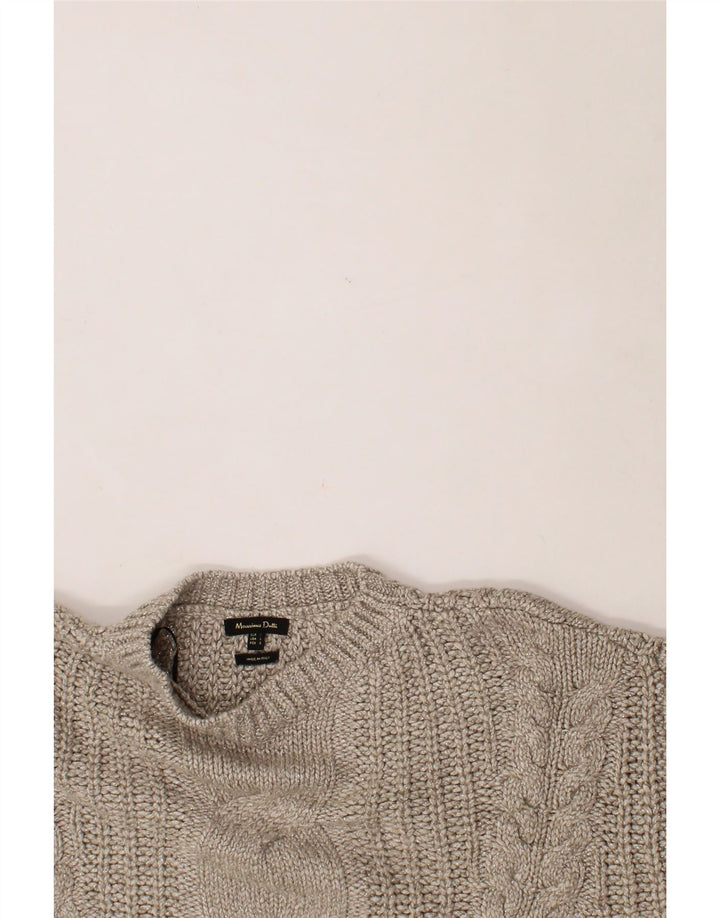 MASSIMO DUTTI Womens Oversized Crew Neck Jumper Sweater UK 16 Large Grey Vintage Massimo Dutti and Second-Hand Massimo Dutti from Messina Hembry 
