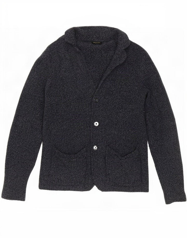 Męski sweter rozpinany Massimo Dutti Średnioszary, wełniany cętki