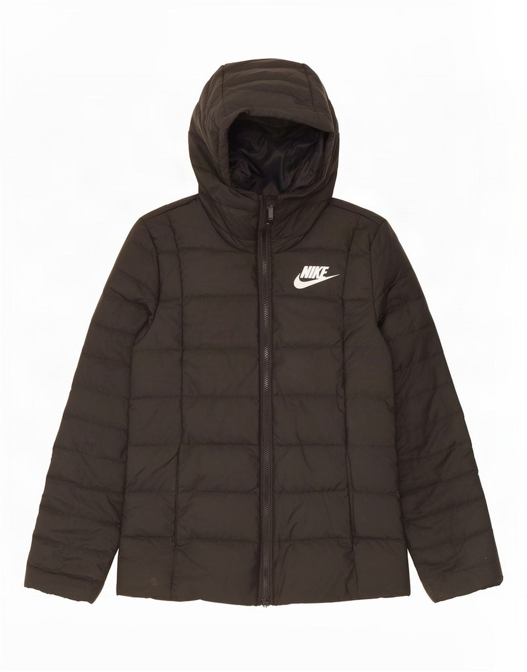 Damska wyściełana kurtka z kapturem i kapturem Nike UK 10, mała, czarna, poliestrowa