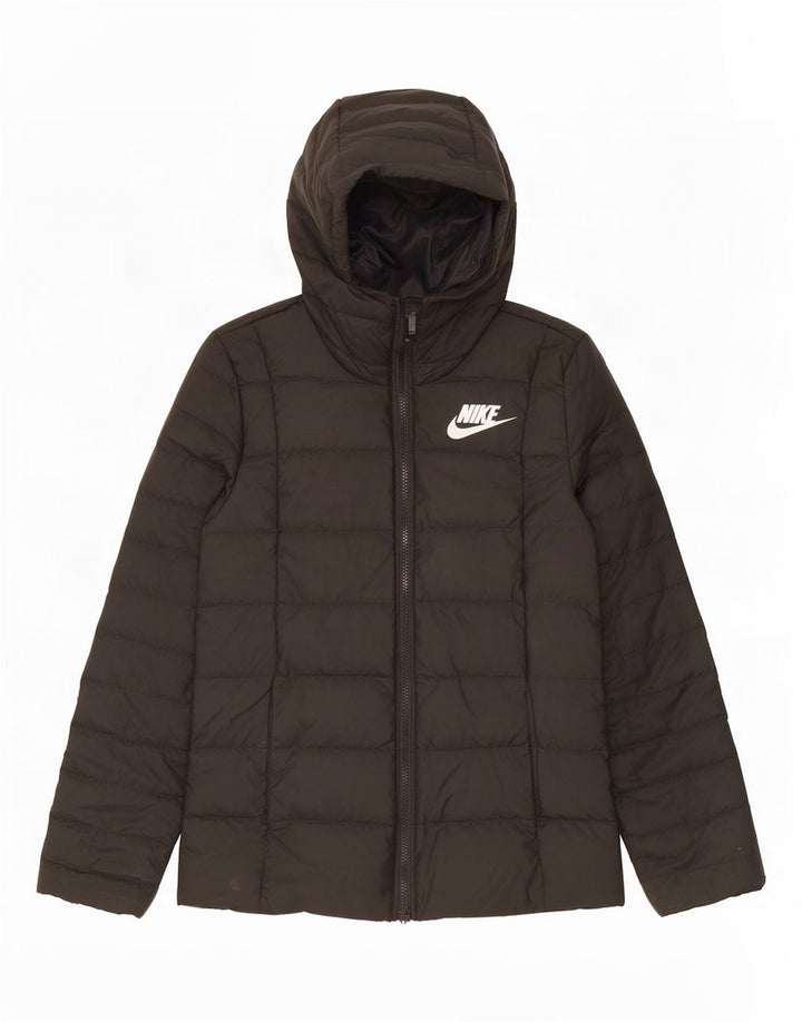 Damska wyściełana kurtka z kapturem i kapturem Nike UK 10, mała, czarna, poliestrowa