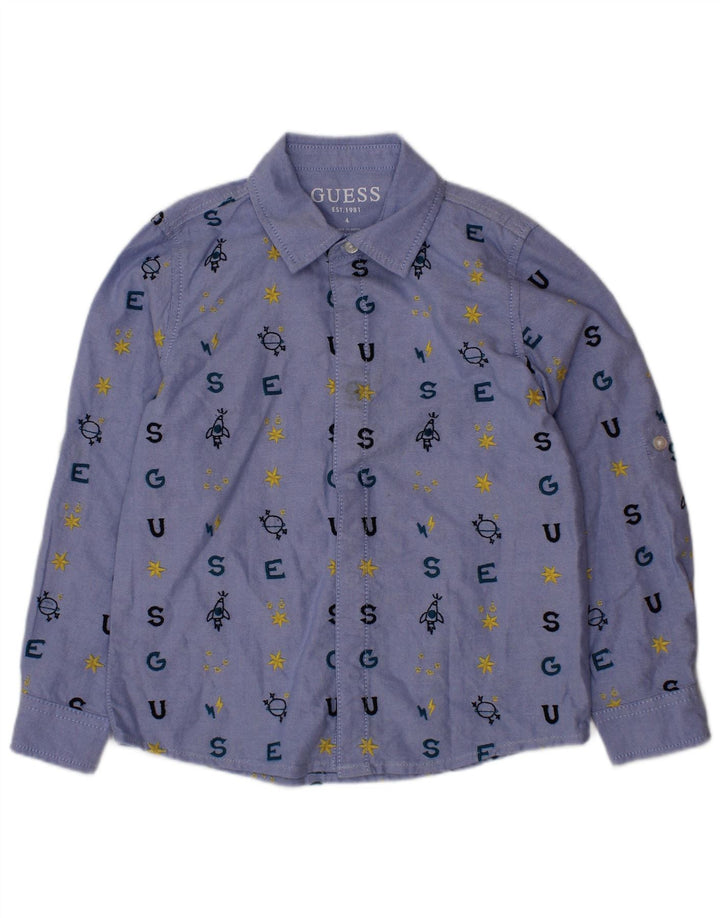Koszula chłopięca GUESS z grafiką, 3-4 lata, niebieska, bawełniana
