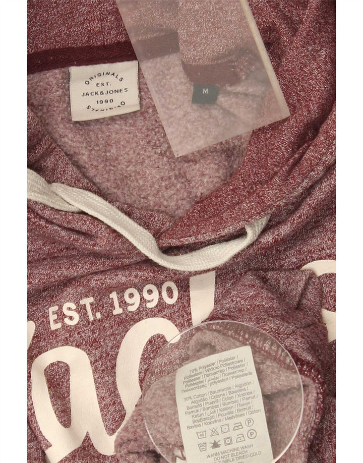 Męski sweter z kapturem i grafiką Jack & Jones, średni, bordowy, nakrapiany poliester