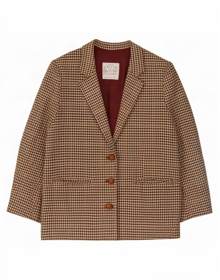 Damska marynarka Benetton o luźnym kroju IT 40 Small Green Houndstooth