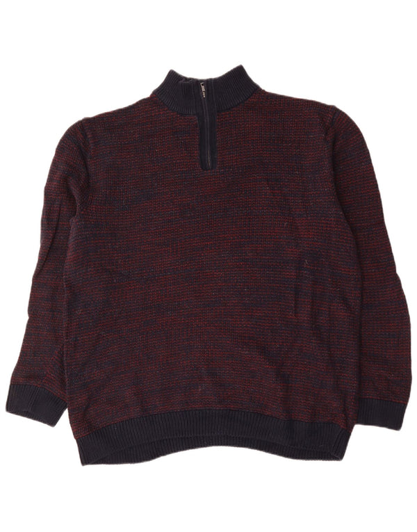 Marks & Spencer Męski sweter z zamkiem błyskawicznym XL, granatowy, bawełniany w plamki