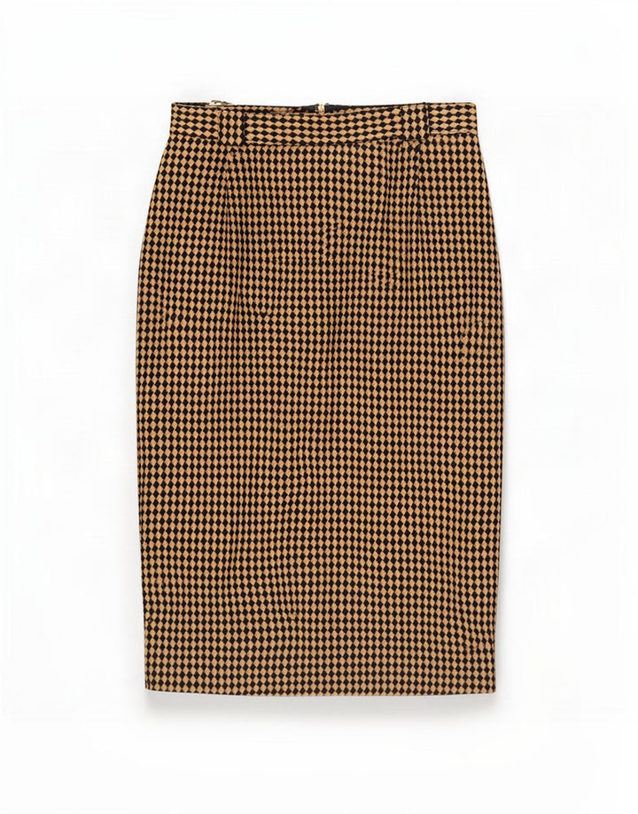 Damska spódnica ołówkowa Michael H UK 12 Medium W26 Beżowy Argyle/Diamentowa wełna
