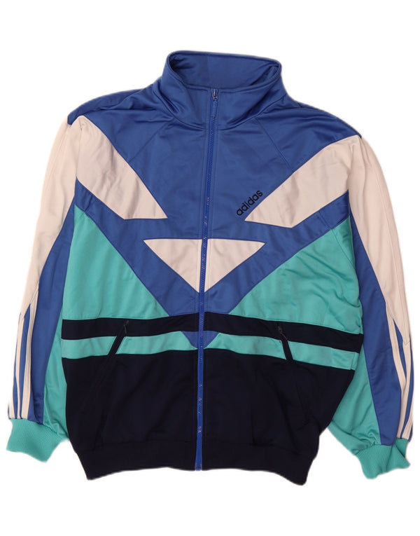 Adidas Męska bluza dresowa UK 40/42 Średni niebieski poliester z blokami kolorów