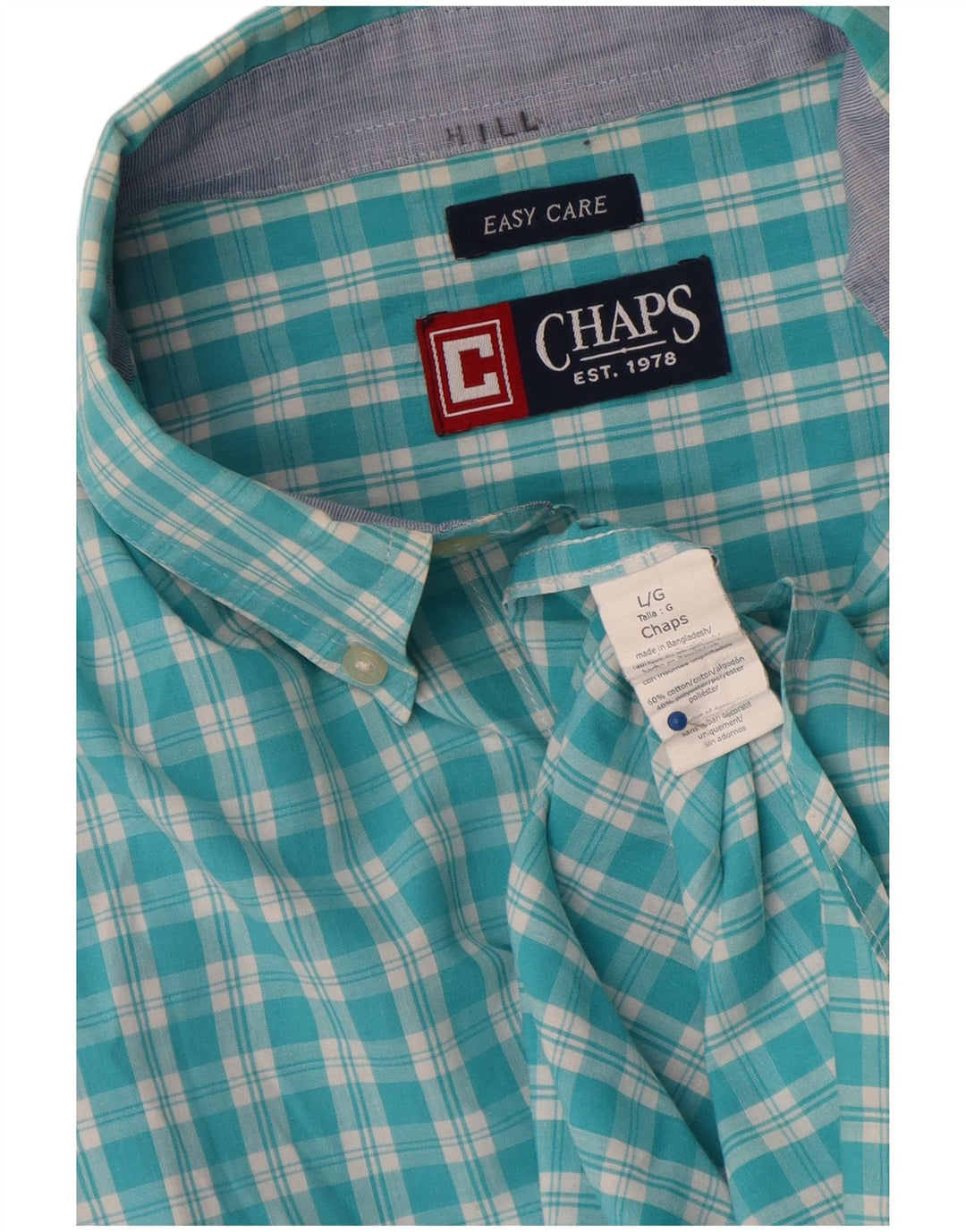 Koszula męska Chaps Easy Care, duża, niebieska, bawełniana w kratę