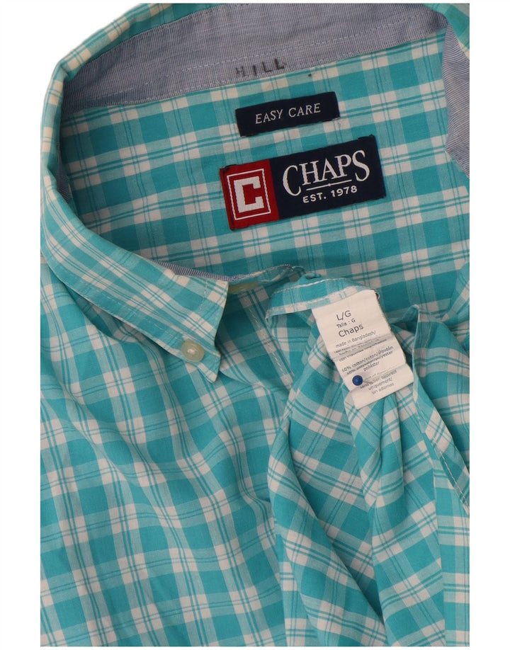 Koszula męska Chaps Easy Care, duża, niebieska, bawełniana w kratę