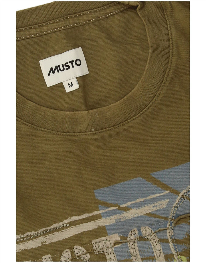 Męska koszulka z grafiką Musto, średnia, bawełniana khaki
