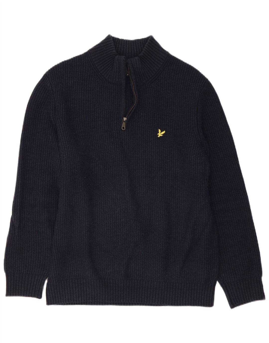 Męski sweter zapinany na zamek Lyle & Scott, duży, granatowy, wełniany