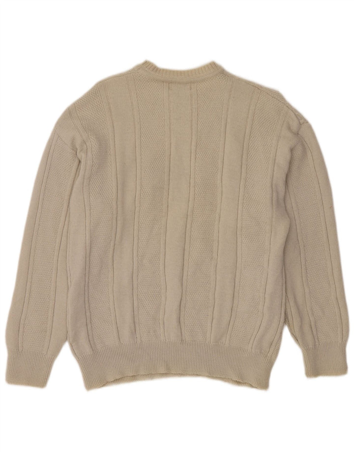 Męski sweter KAPPA z graficznym wycięciem pod szyją, duży, beżowy