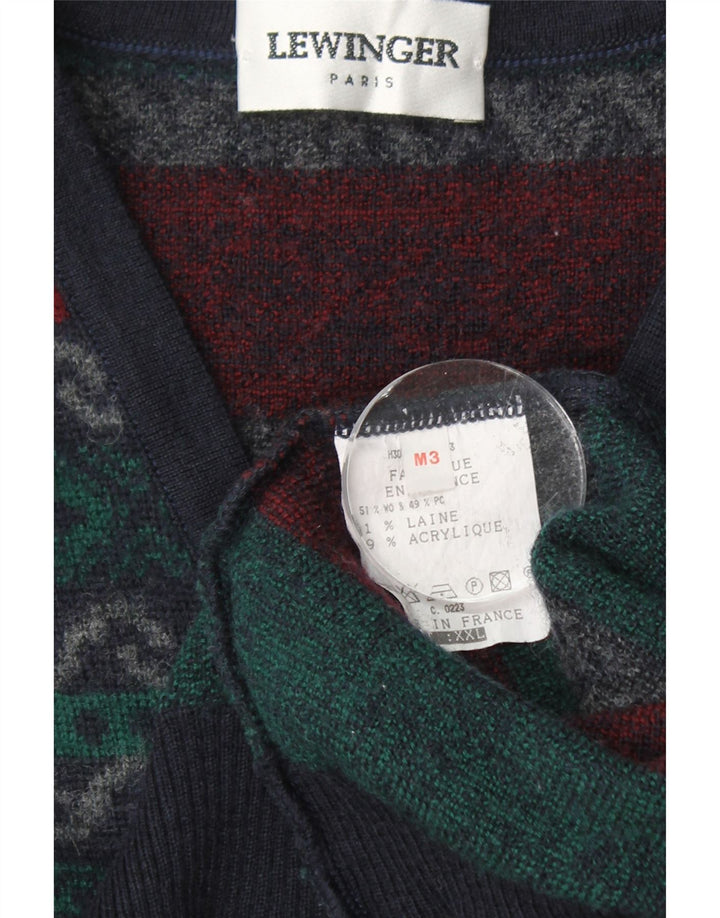 Sweter damski LEWINGER z dekoltem w kształcie litery V UK 20 2XL granatowy Fair Isle