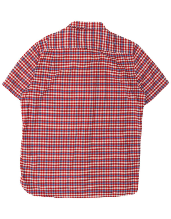 SUPERDRY Męska koszula z krótkim rękawem 2XL, bawełniana w czerwoną kratę