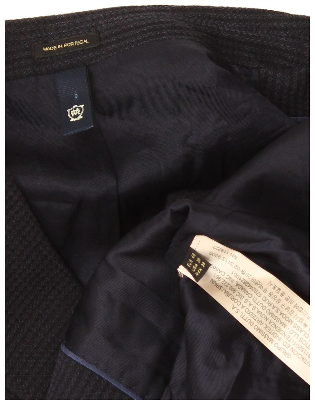 Męska marynarka zapinana na 2 guziki Massimo Dutti EU 48 Średni granatowy octan