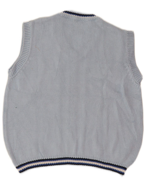 Benetton Boys Vest Tank Top 7-8 Years Blue Striped