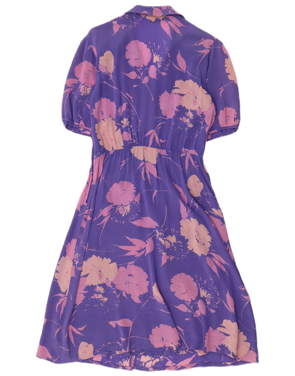 Damska sukienka o linii A Albinea UK 16, duży, fioletowy, kwiatowy octan