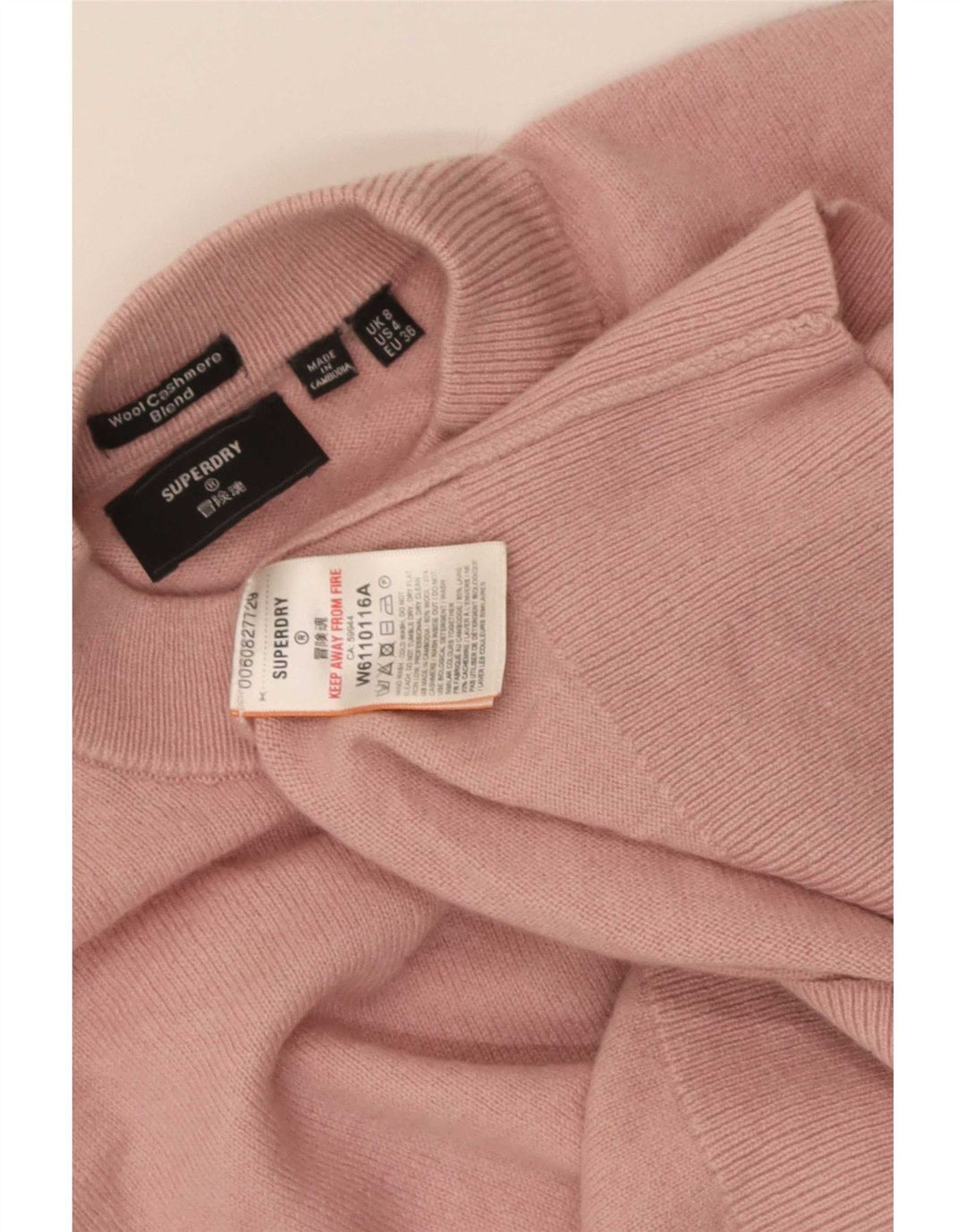 Damski sweter typu Crop Oversize Superdry z golfem, UK 8, mały, różowy