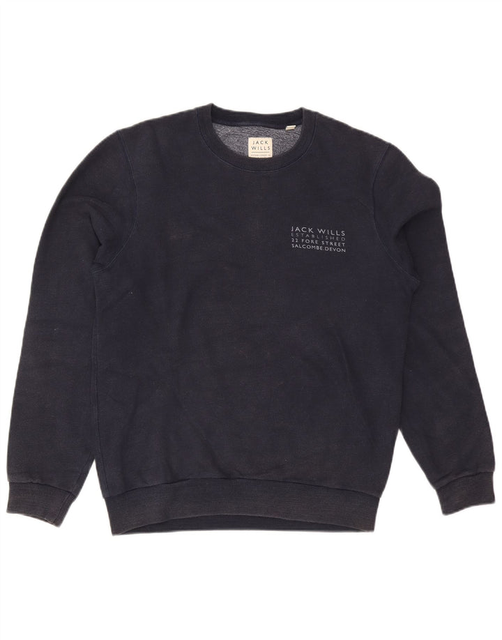 Męska bluza z grafiką Jack Wills, średnia, granatowa, bawełniana