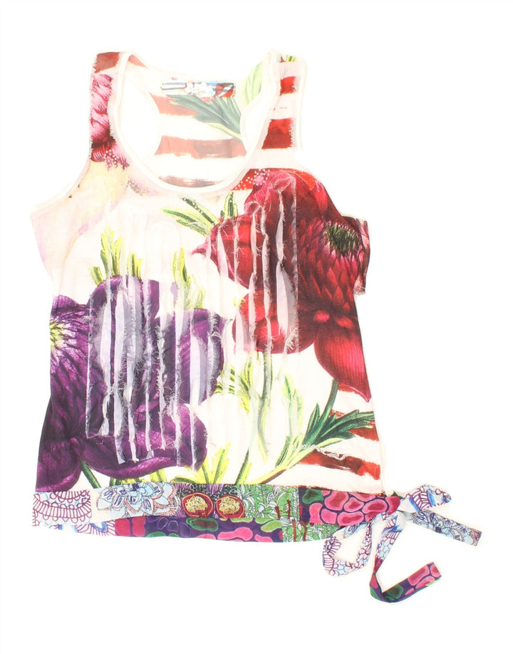 DESIGUAL Womens Vest Top UK 10 Small Multicoloured Floral Vintage Desigual and Second-Hand Desigual from Messina Hembry 