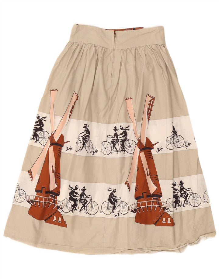 Damska spódnica w kształcie litery A w stylu vintage W26 Mały beżowy blok kolorów