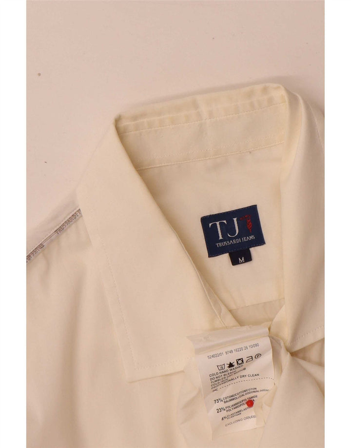 Koszula męska Trussardi Jeans, średnia biała bawełna