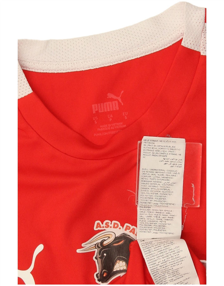 Męski T-shirt z grafiką Puma AC Milan, mały, czerwony, poliester z blokami kolorów
