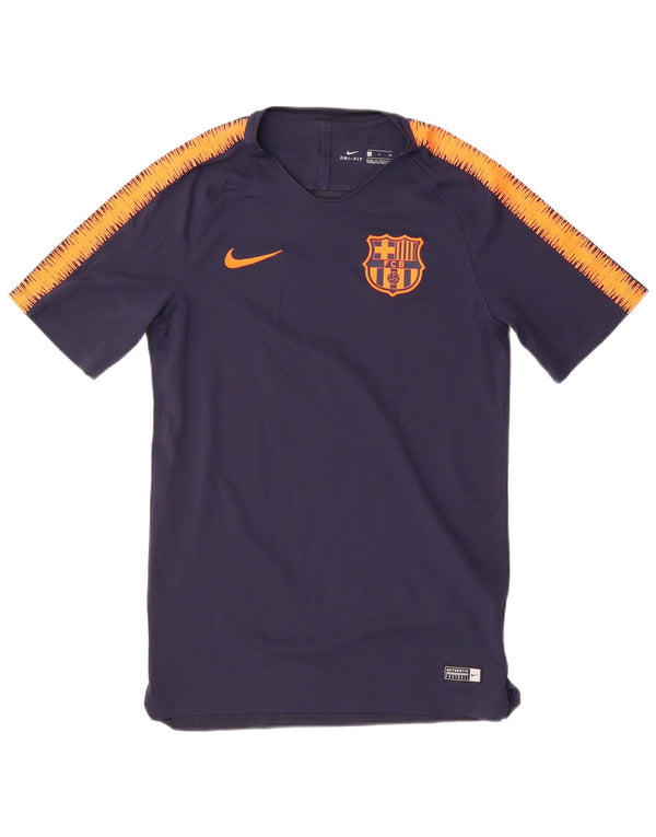 Męski T-shirt z grafiką Nike FCB, mały, granatowy, poliester z blokami kolorów
