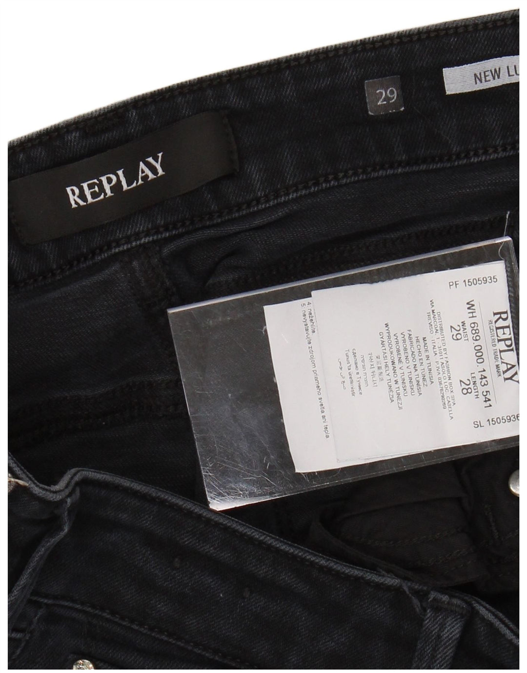 Damskie jeansy REPLAY New Luz Skinny W29 L28 Czarna bawełna