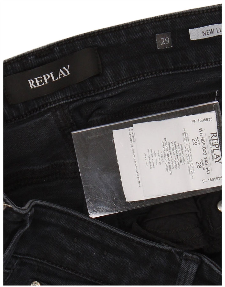 Damskie jeansy REPLAY New Luz Skinny W29 L28 Czarna bawełna